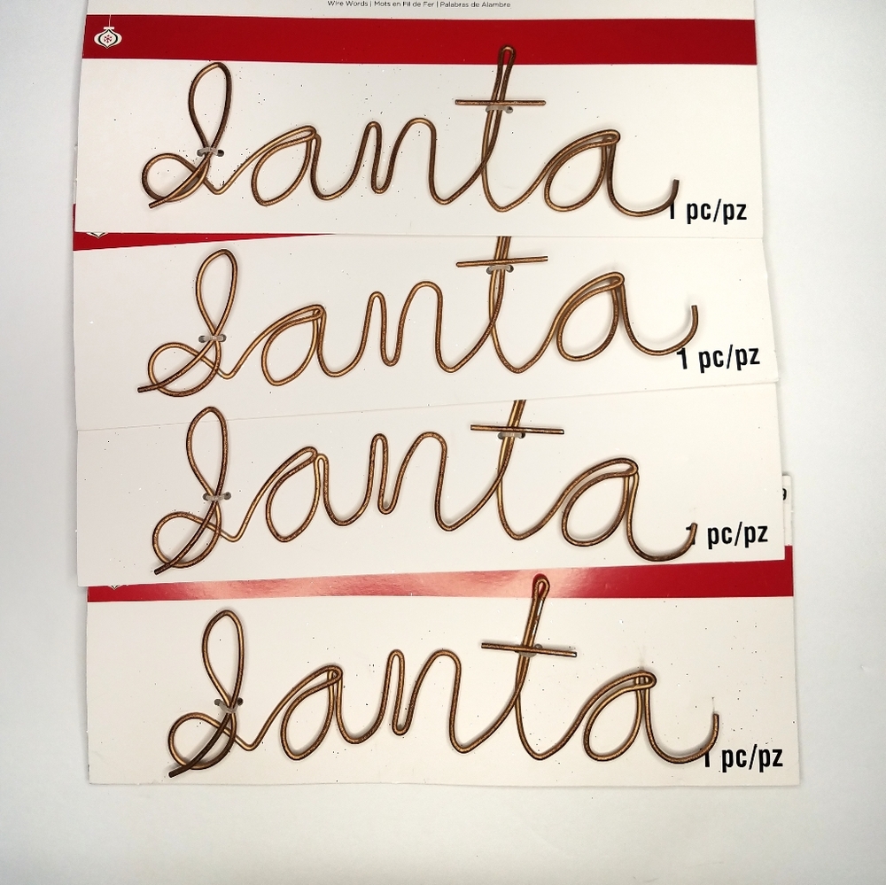 Wire Santa Sign Set of 4  Metal word art Writing